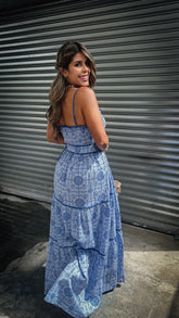 “INDI” SMOCKET TOP MAXI DRESS WITH BELT